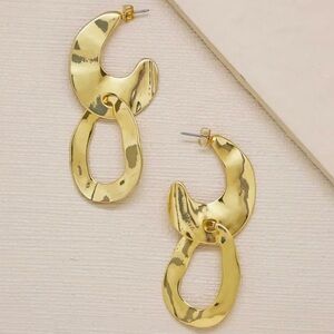 Ettika Knock Knock Abstract Double Ring 18k gold plated dangle earrings